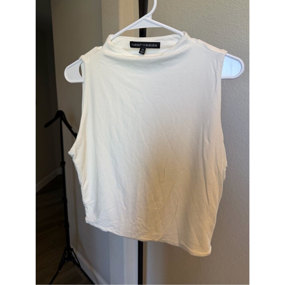 NWOT naked wardrobe Cream Mock Neck Sleeveless Tank 2X